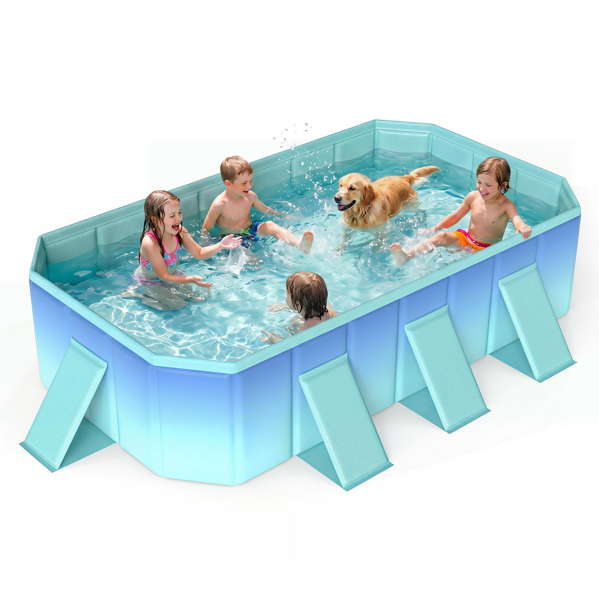 Non-Inflatable Swimming Pool Portable Around Ground Pool with 24 Wall Panels-Gradient