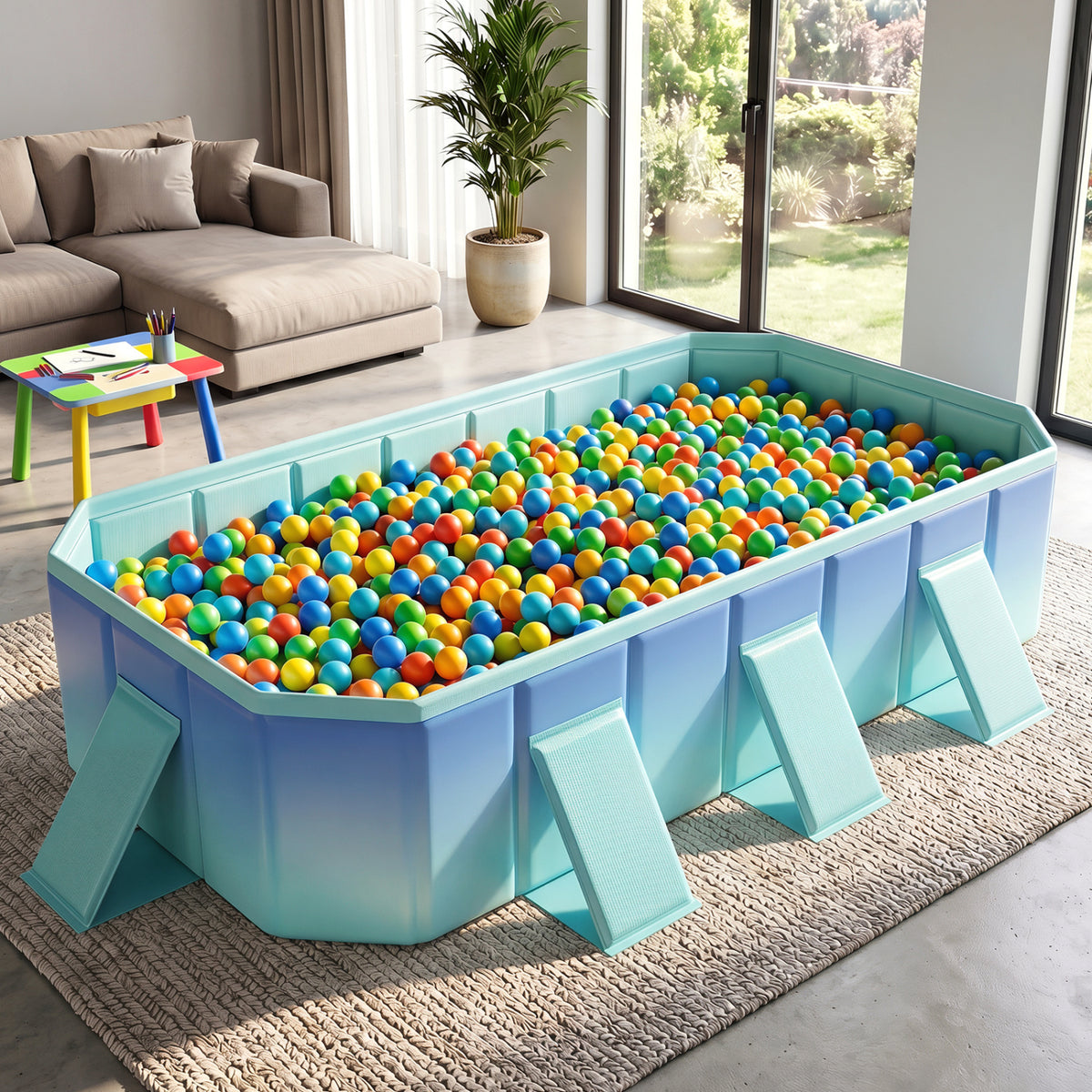 Non-Inflatable Swimming Pool Portable Around Ground Pool with 24 Wall Panels-Gradient
