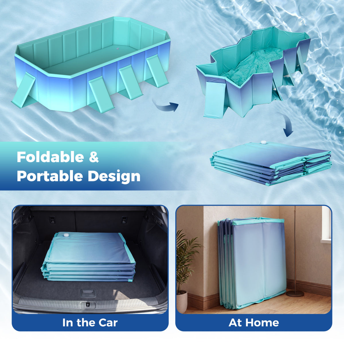 Non-Inflatable Swimming Pool Portable Around Ground Pool with 24 Wall Panels-Gradient