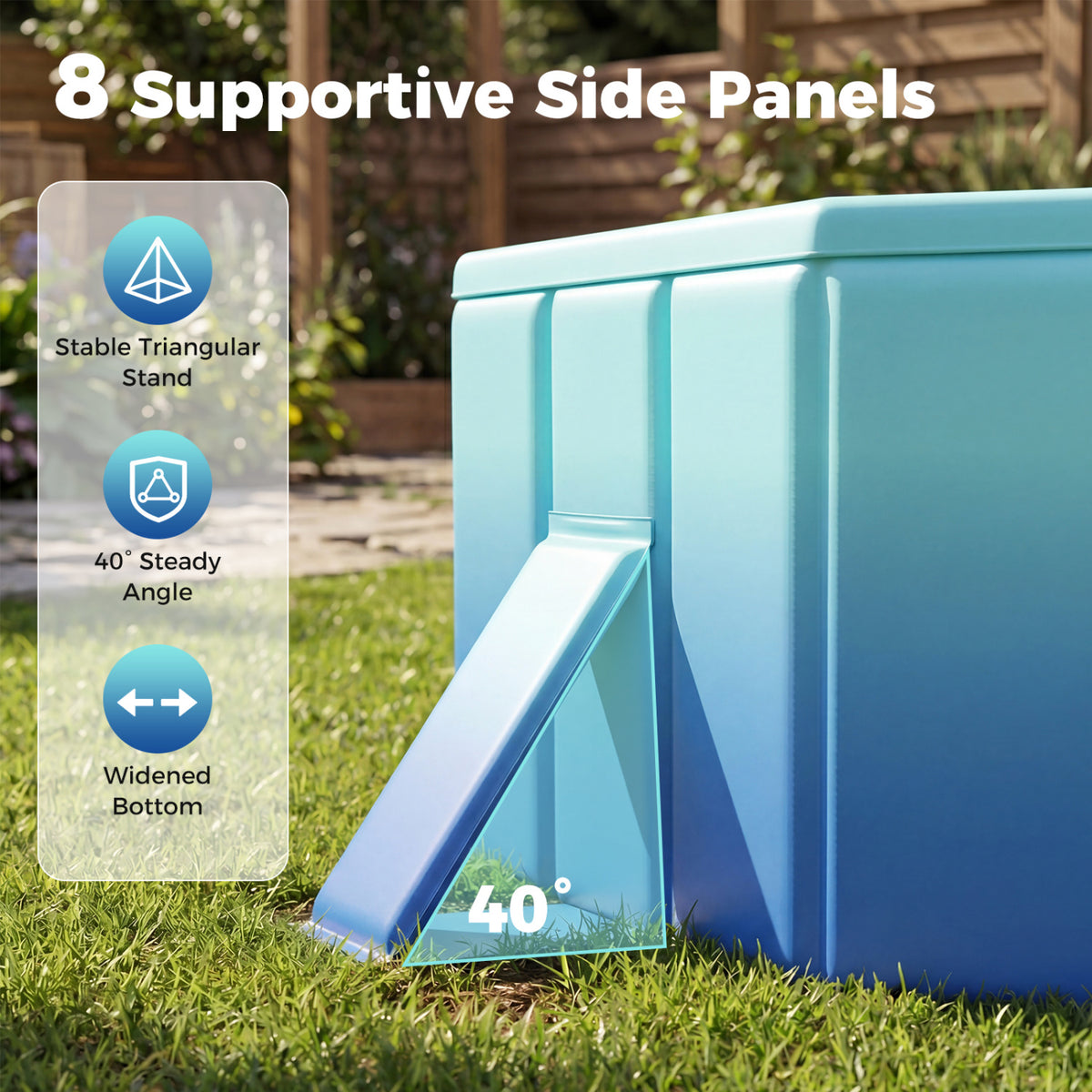 Non-Inflatable Swimming Pool Portable Around Ground Pool with 24 Wall Panels-Gradient