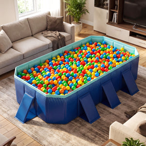 Non-Inflatable Swimming Pool Portable Around Ground Pool with 8 Support Panels-Navy