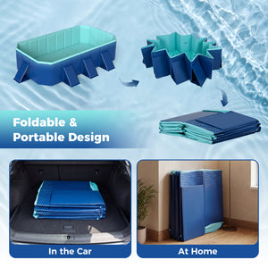 Non-Inflatable Swimming Pool Portable Around Ground Pool with 8 Support Panels-Navy