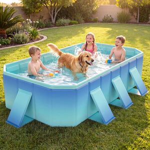 Non-Inflatable Swimming Pool Portable Around Ground Pool with 8 Support Panels-Gradient