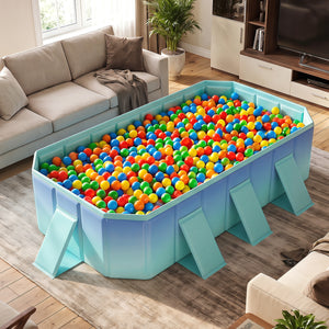 Non-Inflatable Swimming Pool Portable Around Ground Pool with 8 Support Panels-Gradient