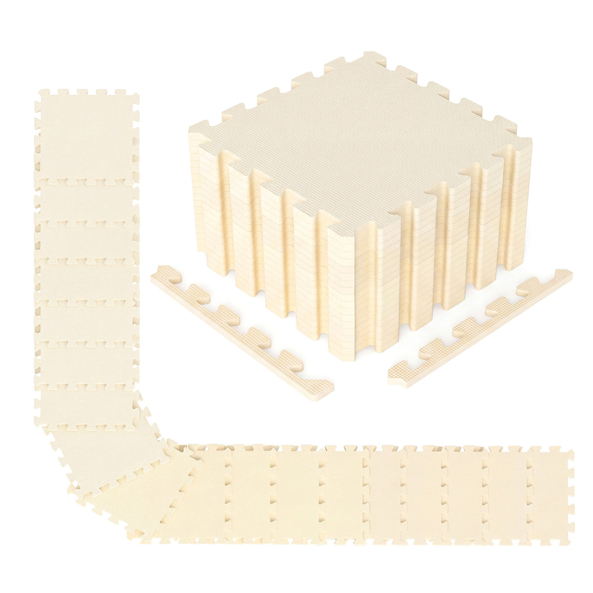 Non-Slip Protective Flooring for Living Room and Home Gym-Beige