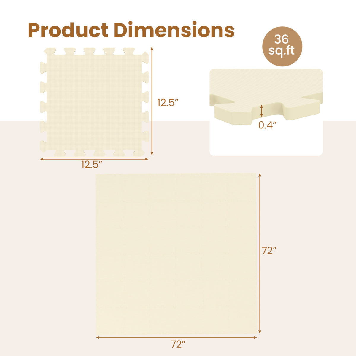 Non-Slip Protective Flooring for Living Room and Home Gym-Beige