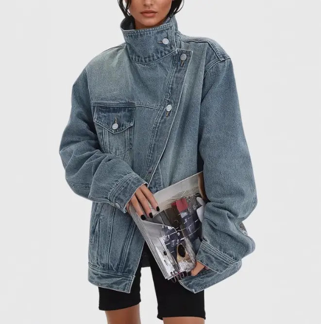 Irregular Wash Denim Coat