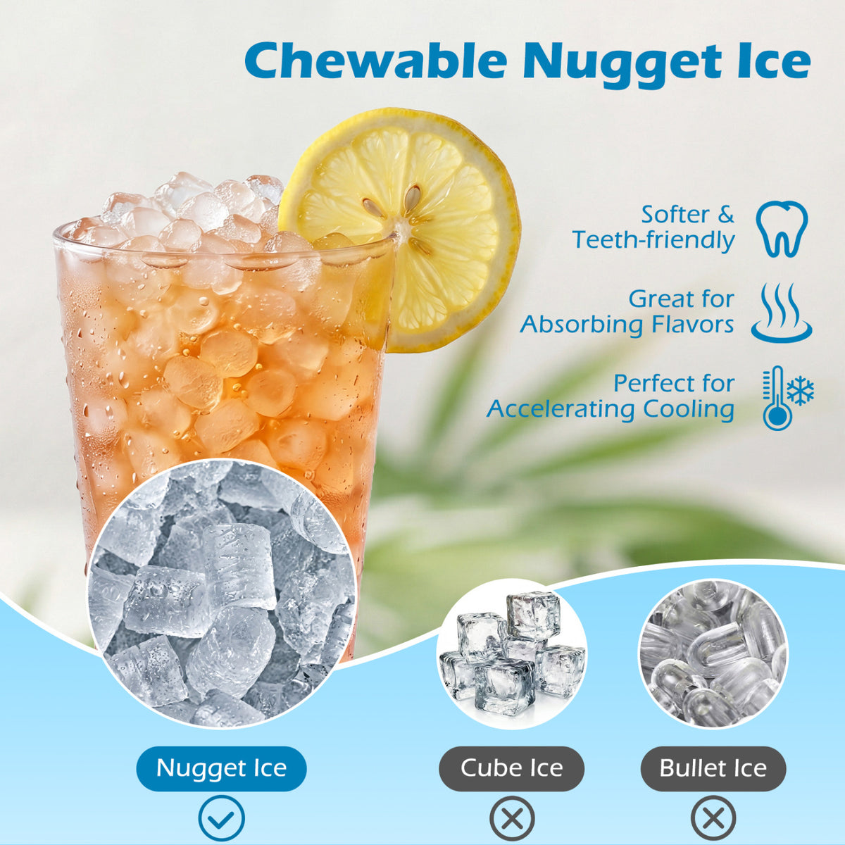 Nugget Ice Maker with Self Dispensing 80 LBS Per Day Chewable Pellet Ice Machine