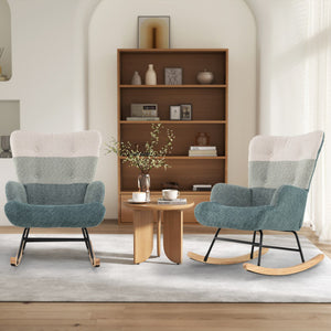 Nursery Rocking Chair with Ergonomic Armrests and High Backrest