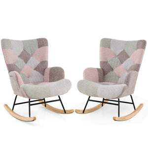 Nursery Rocking Chair with Ergonomic Armrests and High Backrest for Living Room