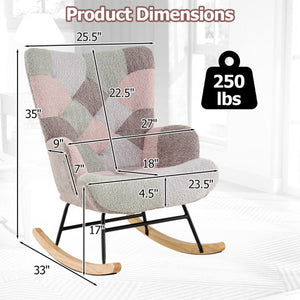 Nursery Rocking Chair with Ergonomic Armrests and High Backrest for Living Room