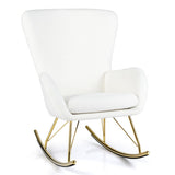 Nursery Rocking Chair with Curved Backrest and Armrests-White