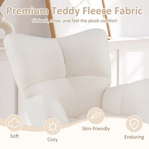 Nursery Rocking Chair with Comfy Backrest and Armrest-Beige