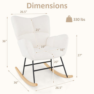 Nursery Rocking Chair with Comfy Backrest and Armrest-Beige