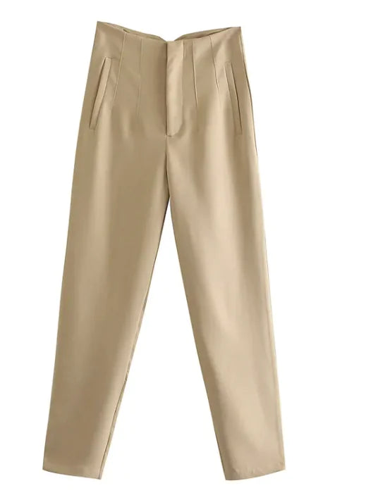 Elegant High Waist Pencil Trousers for Women