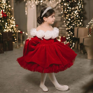Christmas Princess Dress Children Autumn Long Sleeve Retro