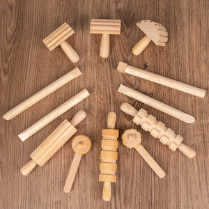 Solid Wood Mini Rolling Pin Rolling Pin Roller Seal Toy Set