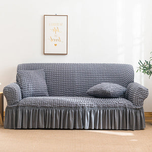 High-Quality Seersucker Stretch Sofa Slipcover with Elastic Bottom and Skirt Washable Furniture Protector for Kids and Pets 1/2/3/4 Seater Options