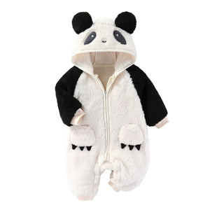 Autumn And Winter Clothes For Babies Baby Thick Warm Long Sleeves Romper Fleece-lined