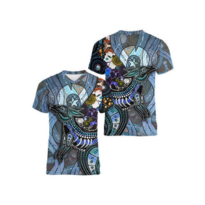 Australian Kangaroo Pattern Children's T-shirt Printed Animal Pattern Sports V-neck Short-sleeved Football Shirt Summer