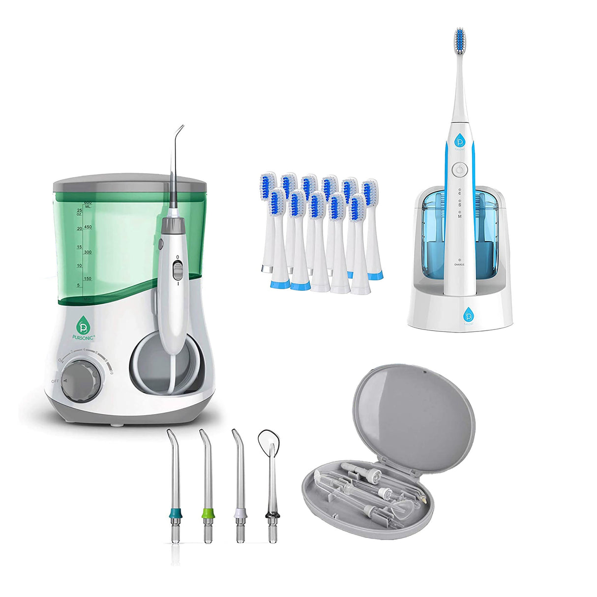 Pursonic&nbsp; Water Flosser &amp; Sonic Rechargeable Toothbrush Bundle – Complete Oral Care System with UV Sanitizing Function by Pursonic
