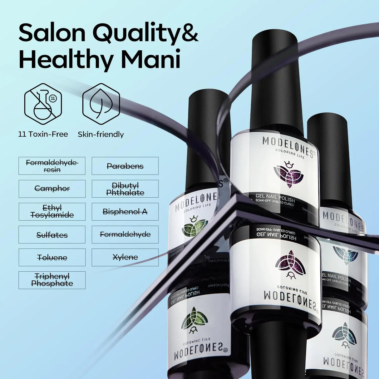 Modelones Chameleon Blue Gel Nail Polish, 15ML Shimmer Blue Gel Polish Glitter Sparkle Gel Nail Soak Off Led Summer Nail Gel Polish for Women Girl DIY Nail Art Gift A23-Dark Purple to Blue