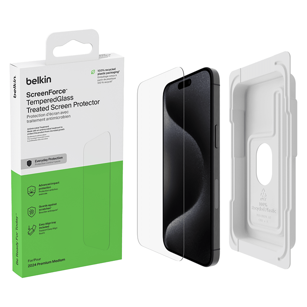 Belkin Glass Screen Protector with EZ Tray for Apple iPhone 16 Pro by Belkin