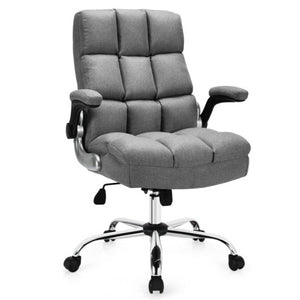 Office Furniture Set: 48 Inches x 36 Inches Mobile Whiteboard+Criss Cross Legged Chair+Linen Upholstered Executive Chair