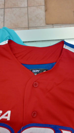 Men's Serie del Caribe 2024 Dominicana Official Jersey - Red / Royal