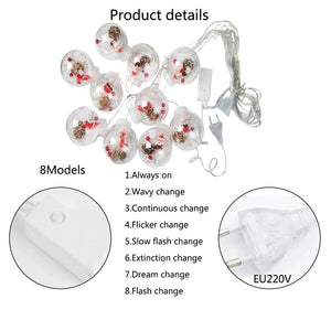 Curtain String Light Ball Santa Claus