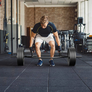 Olympic Hex Trap Bar with 2 Spring Collars and Foldable Handle-Black