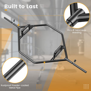 Olympic Hex Trap Bar with 2 Spring Collars and Foldable Handle-Black