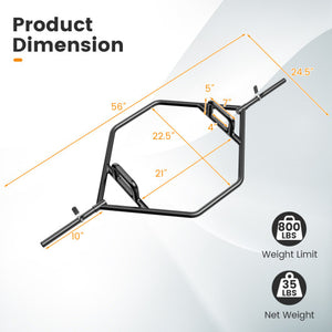 Olympic Hex Trap Bar with 2 Spring Collars and Foldable Handle-Black