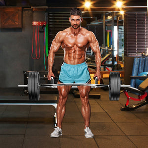 Olympic Hex Trap Bar with 2 Spring Collars and Foldable Handle-Silver