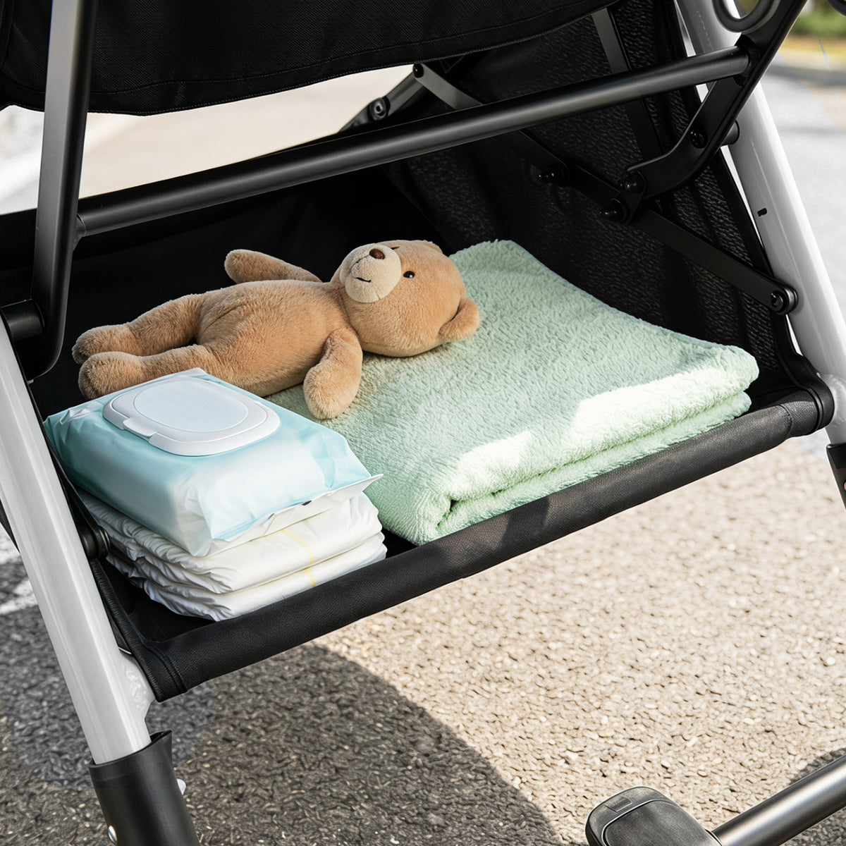 One-Hand Folding Portable Lightweight Baby Stroller with Aluminum Frame-Gray