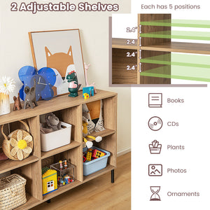 Open-Back Bookshelf with Drawer for Study-Natural