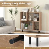 Open Shelf Bookcase with 4 Compartments-Natural