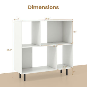 Open Shelf Bookcase with 4 Compartments-White