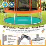 8 Feet Outdoor Unique Flower Shape Trampoline with Enclosure Net-Orange