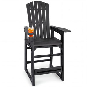 Outdoor 29 Inch Height Bar Stool with Backrest and Armrests-Black