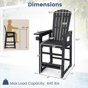 Outdoor 29 Inch Height Bar Stool with Backrest and Armrests-Black