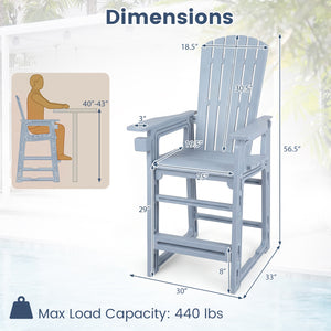 Outdoor 29 Inch Height Bar Stool with Backrest and Armrests-Gray