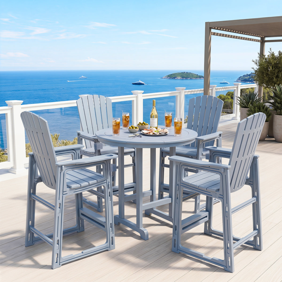 Outdoor 29 Inch Height Bar Stool with Backrest and Armrests-Gray