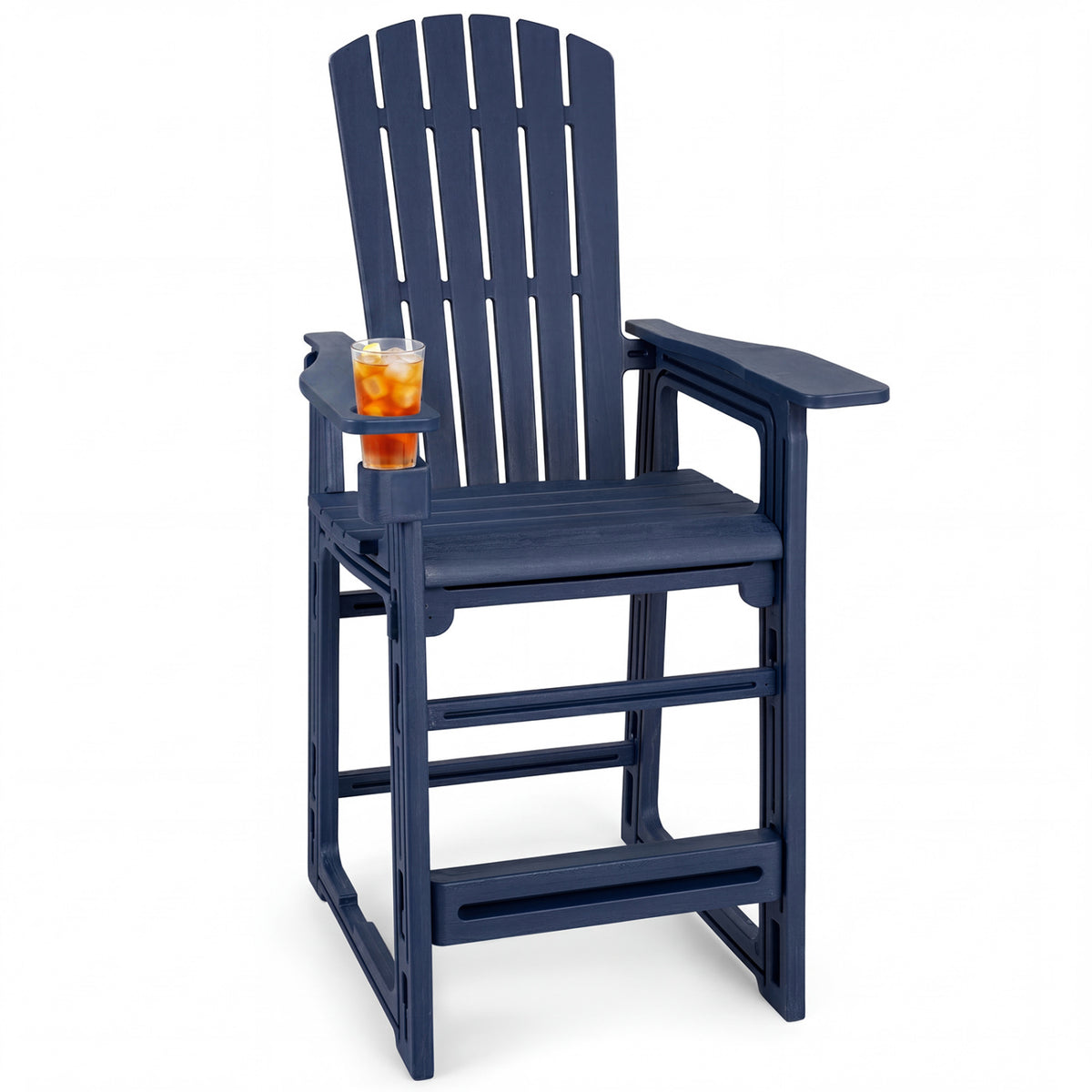 Outdoor 29 Inch Height Bar Stool with Backrest and Armrests-Blue