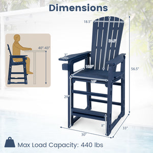Outdoor 29 Inch Height Bar Stool with Backrest and Armrests-Blue