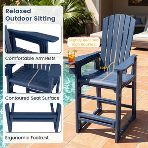 Outdoor 29 Inch Height Bar Stool with Backrest and Armrests-Blue