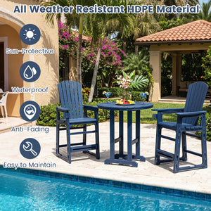 Outdoor 29 Inch Height Bar Stool with Backrest and Armrests-Blue