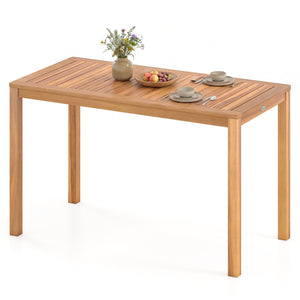 Outdoor Acacia Wood Dining Table with Slatted Tabletop for 4-6