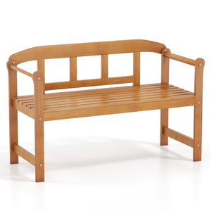 2-Seater Outdoor Acacia Wood Garden Bench with Backrest & Armrests