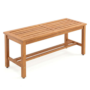 Outdoor Acacia Wood Patio Bench for 2 with Slatted Seat-1 Piece
